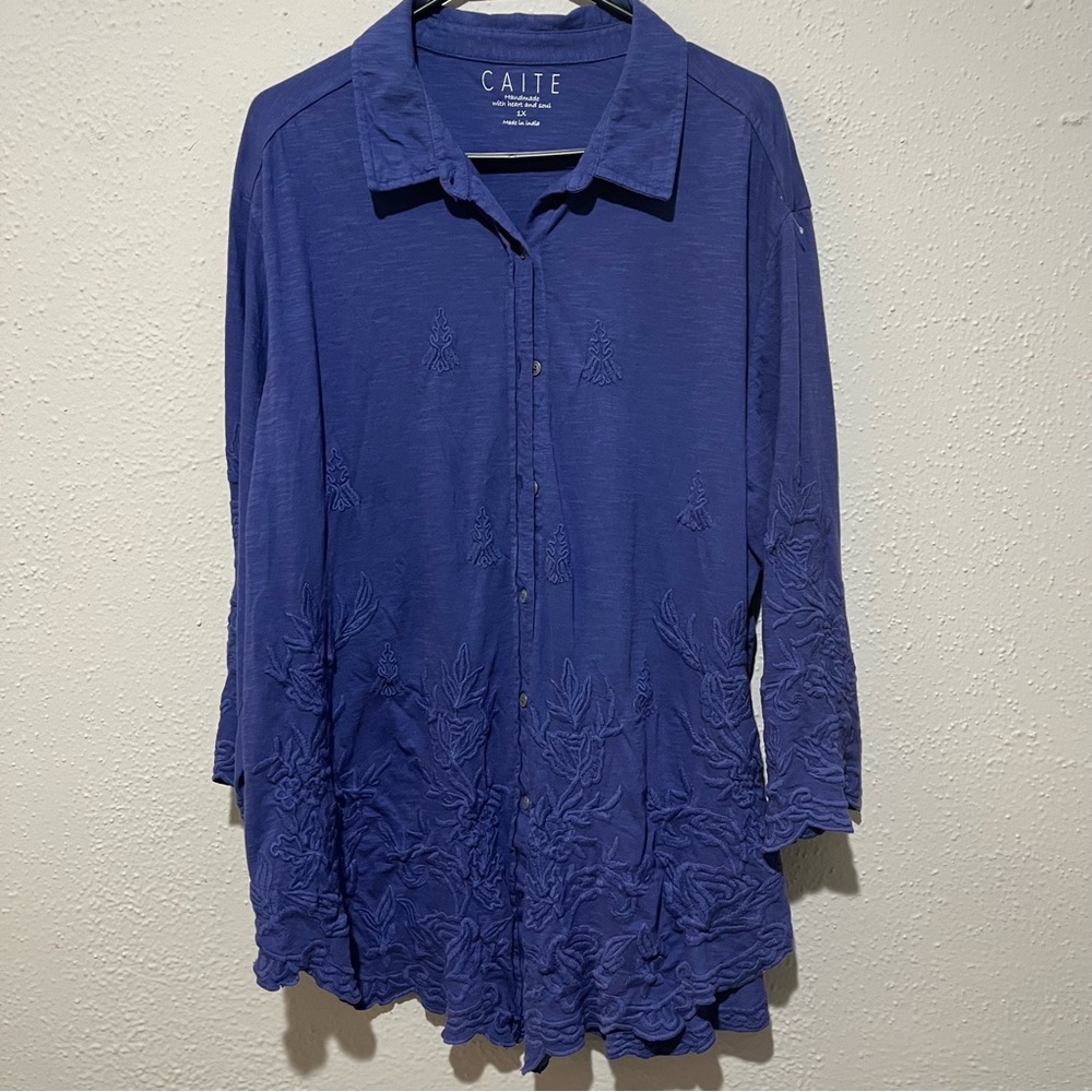 CAITE Embroidered Shirt Blouse Tunic  1X Womens